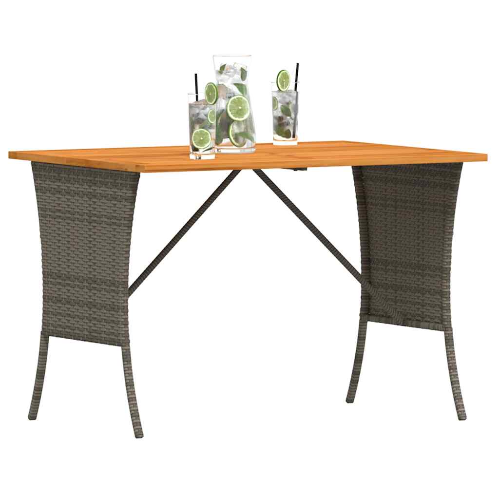 Garden Table with Acacia Wood Top Grey 105x75x72 cm Poly Rattan